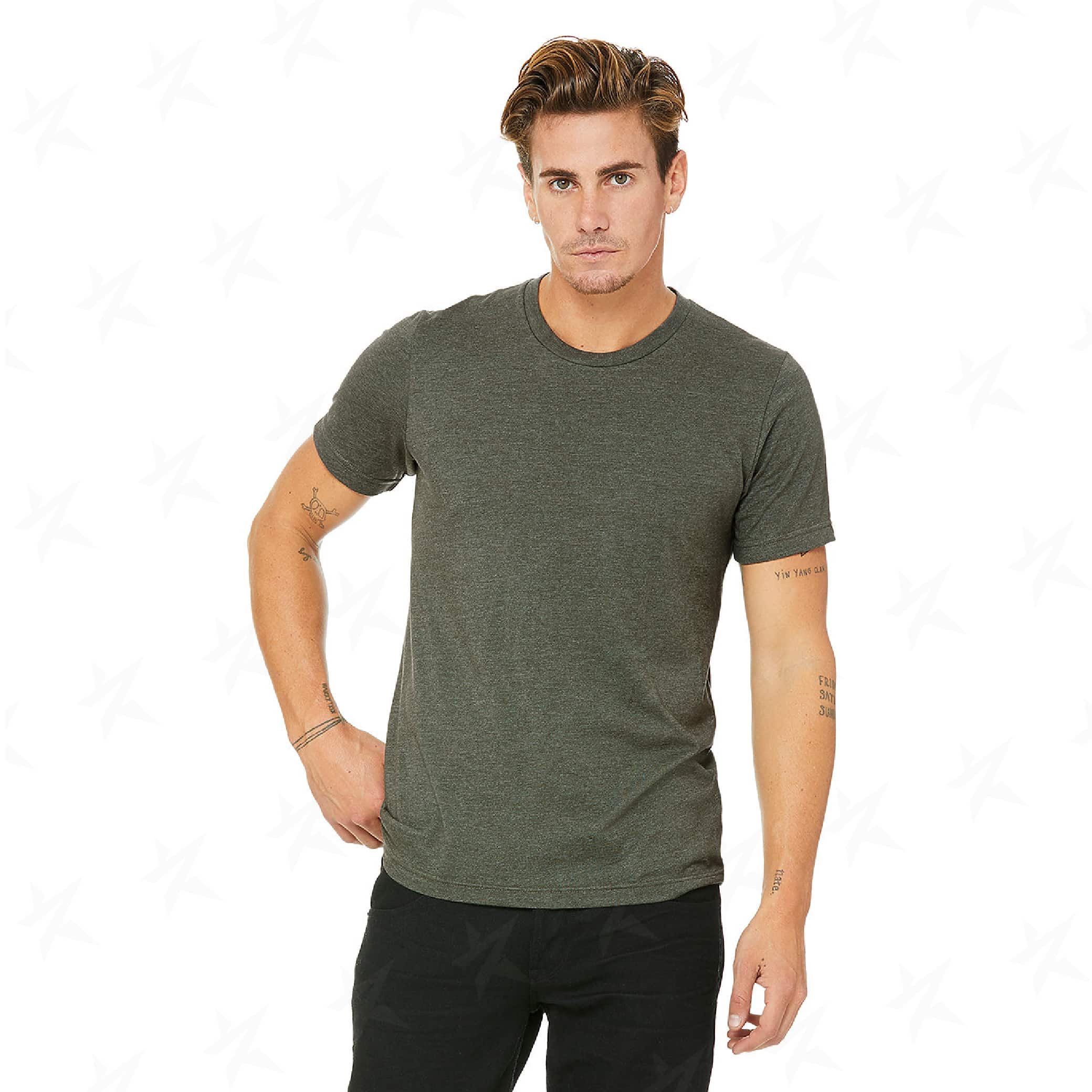 promotional-unisex-heather-cvc-t-shirt-3001cvc-heather-military-green