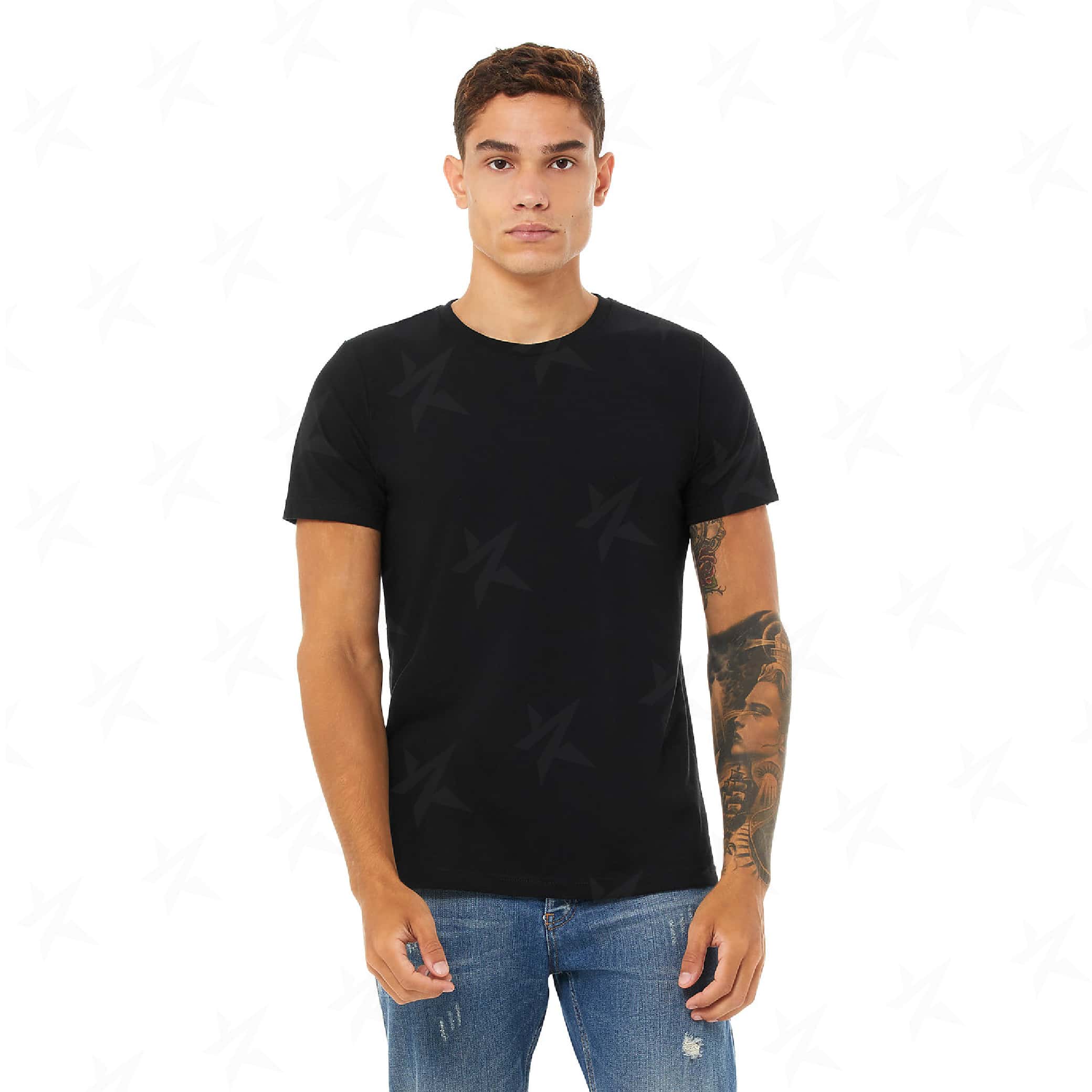 promotional-unisex-heather-cvc-t-shirt-3001cvc-solid-black-blend