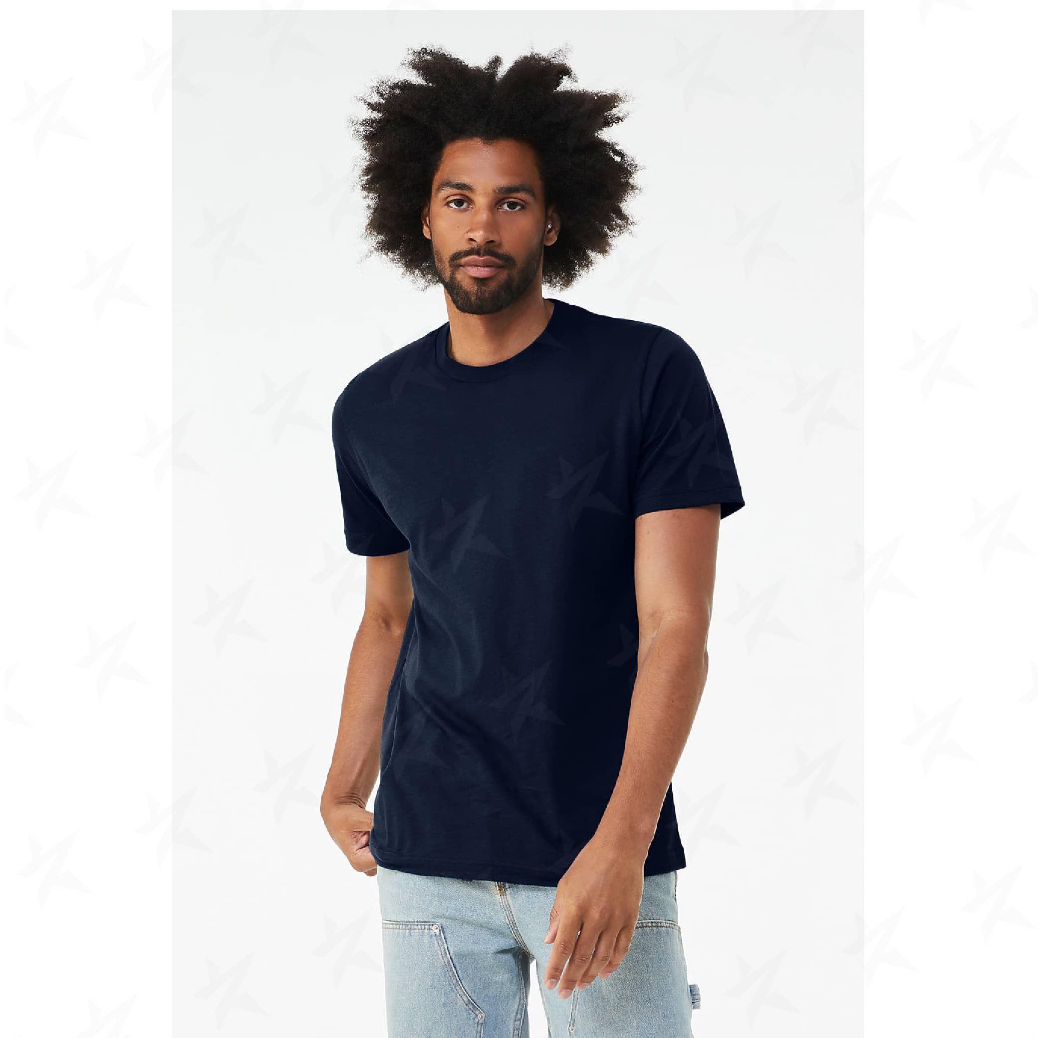 promotional-unisex-heather-cvc-t-shirt-3001cvc-solid-navy-blend