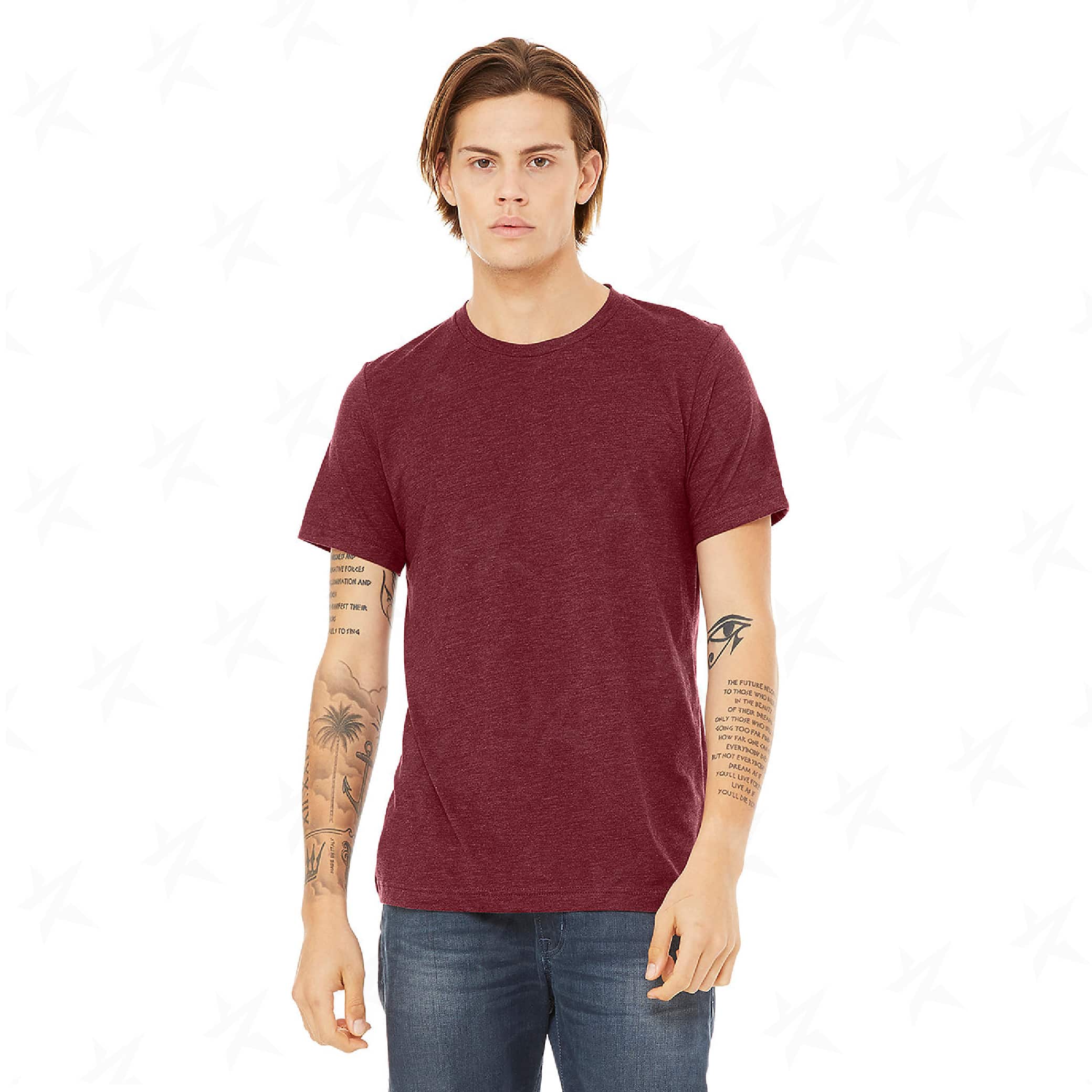 customized-bella-canvas-unisex-triblend-tee-3413c-maroon