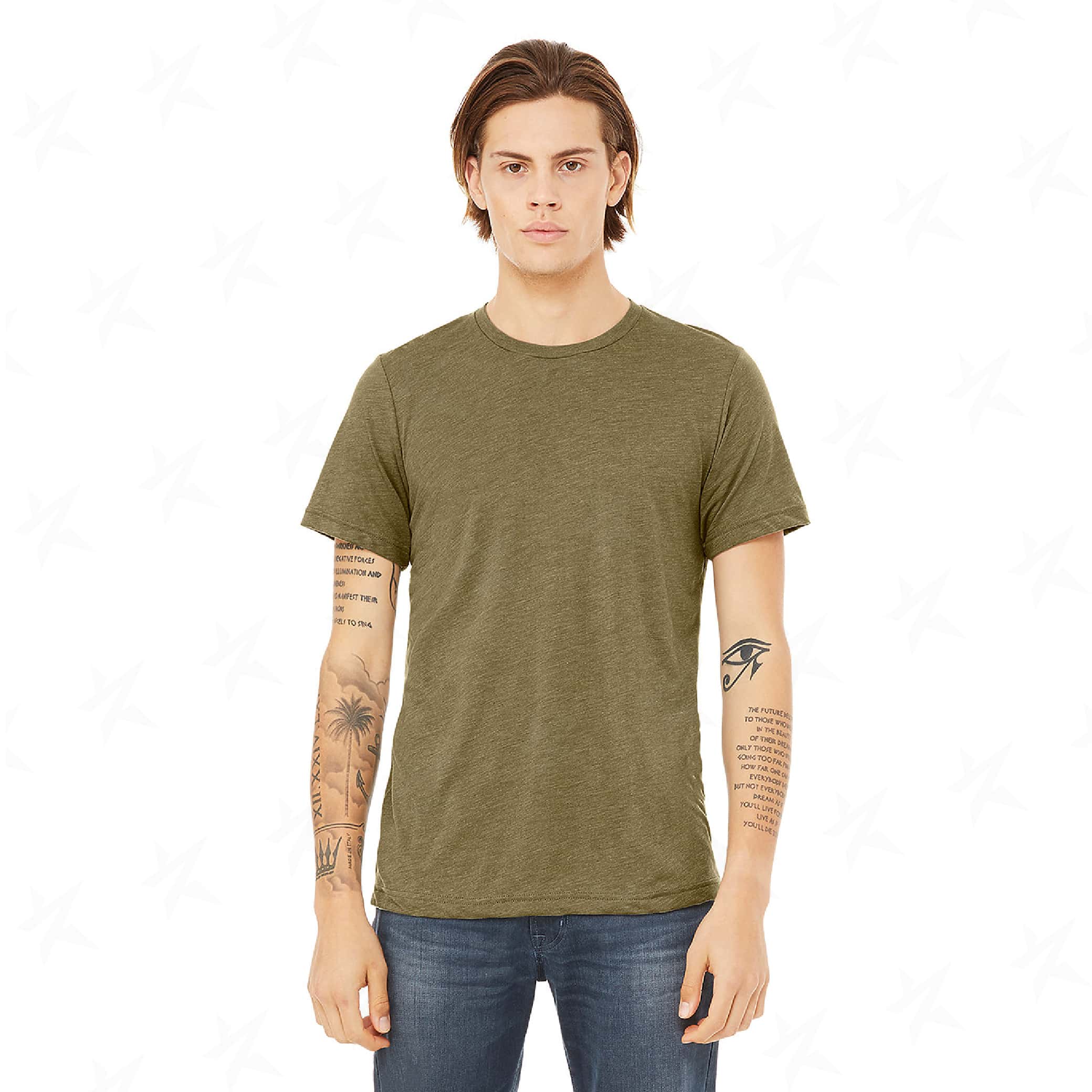 customized-bella-canvas-unisex-triblend-tee-3413c-olive