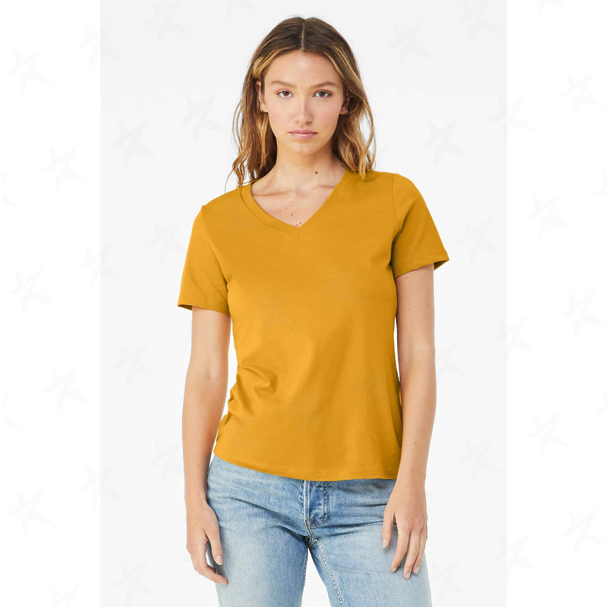 promotional-womens-relaxed-v-neck-tee-6405-mustard