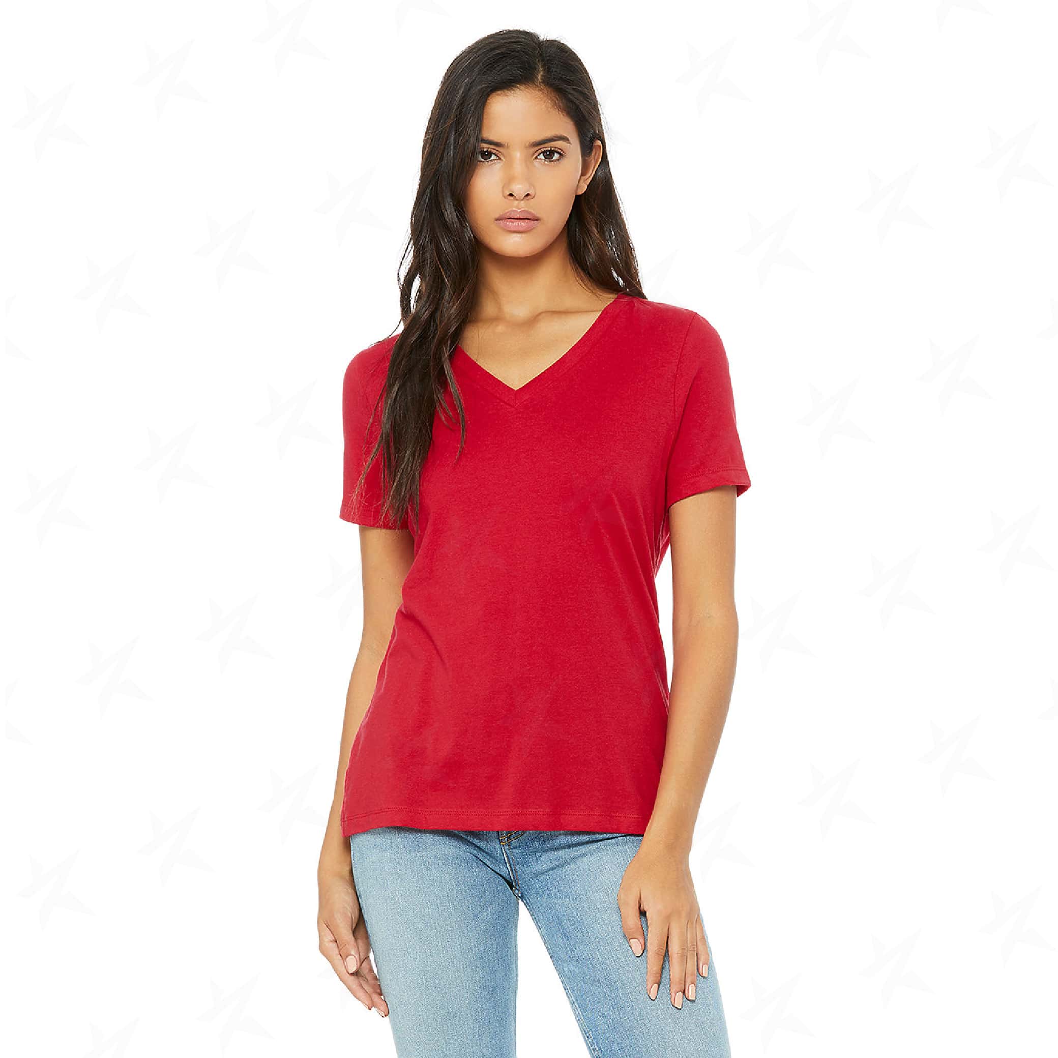 promotional-womens-relaxed-v-neck-tee-6405-red