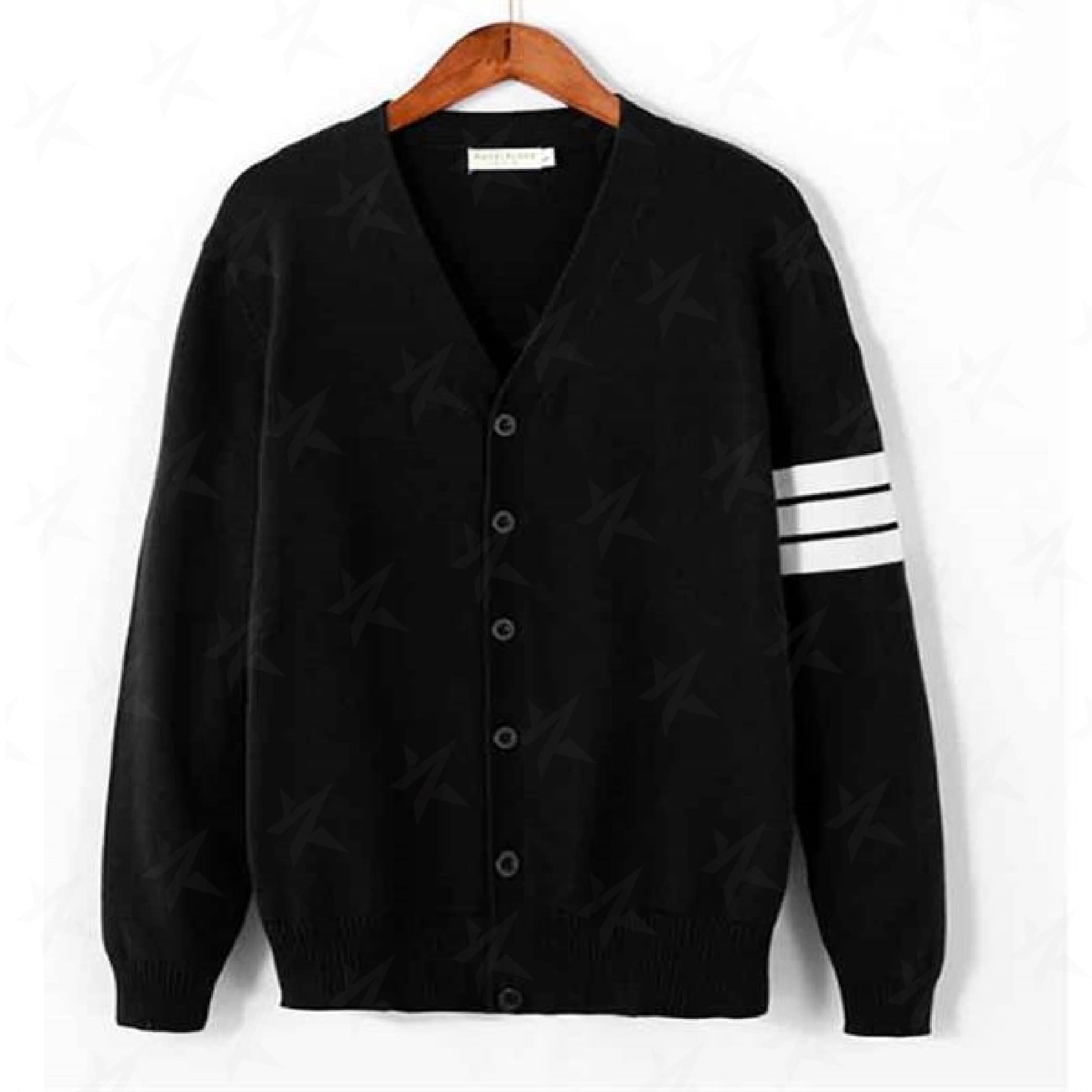 custom-unisex-v-neck-long-sleeve-sweater-AHZ011-black